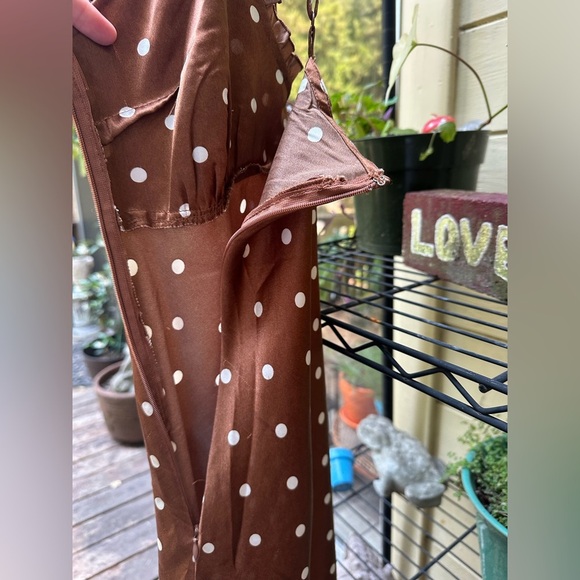 JAPNA  Brown Polkadot Pinup Style. Spaghetti Strap Midi Dress Size XL Hourglass - Picture 9 of 15